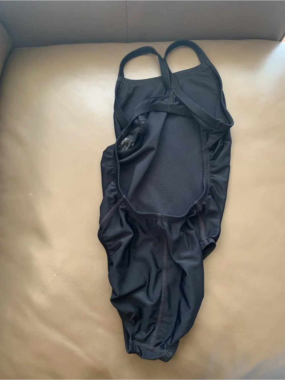 Nike Black Girls Racing-Back Swim Suit with White Swoosh